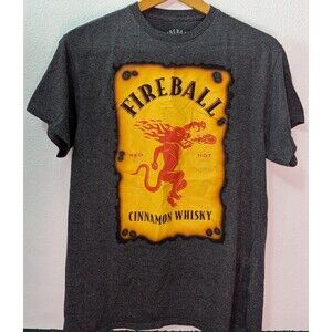 Fireball Whiskey Men's Size M Medium Gray Short Sleeve Tee (461m)